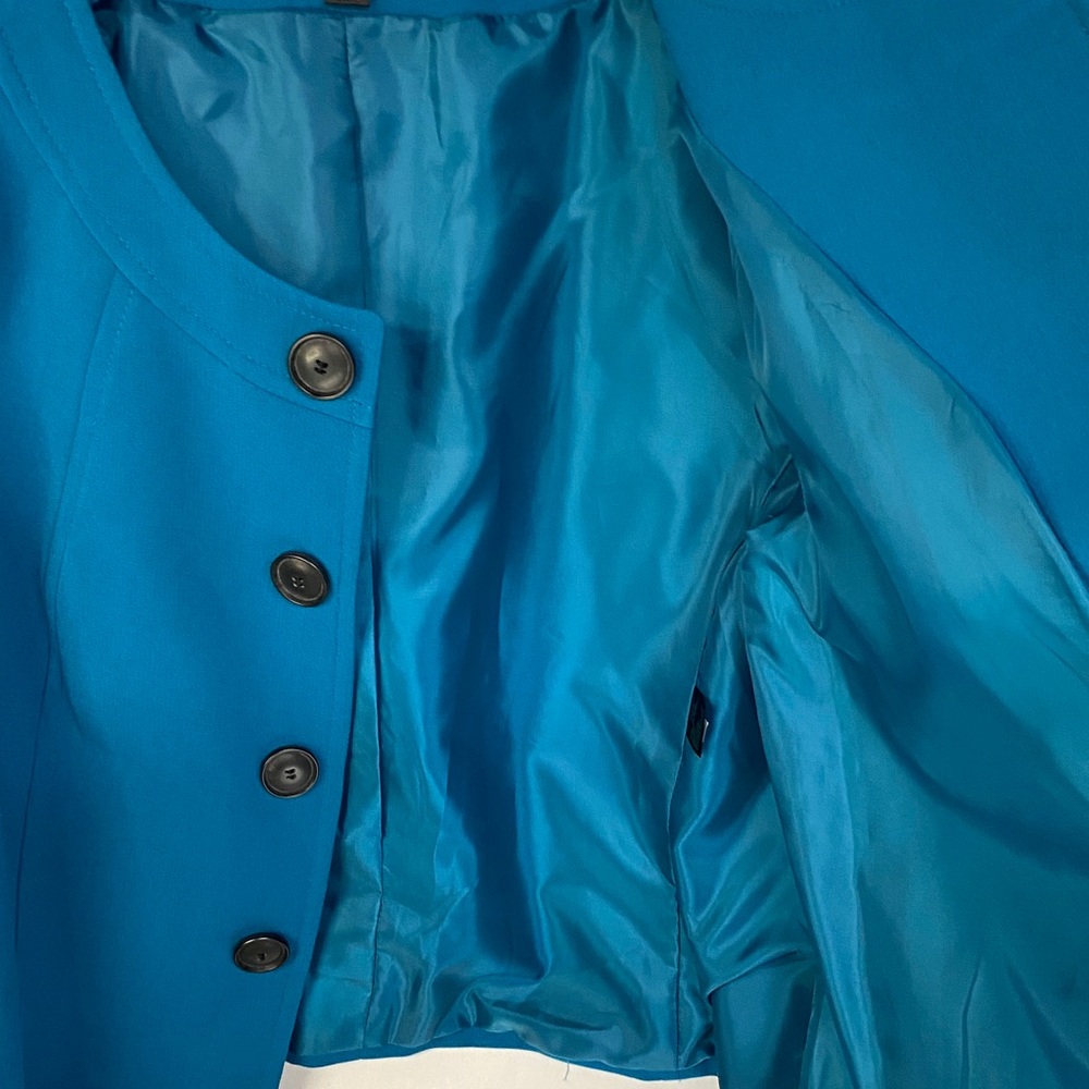 Tahari Women's Teal Blazer with Black Buttons 3/4 Sleeves Size 16W - Picture 9 of 9